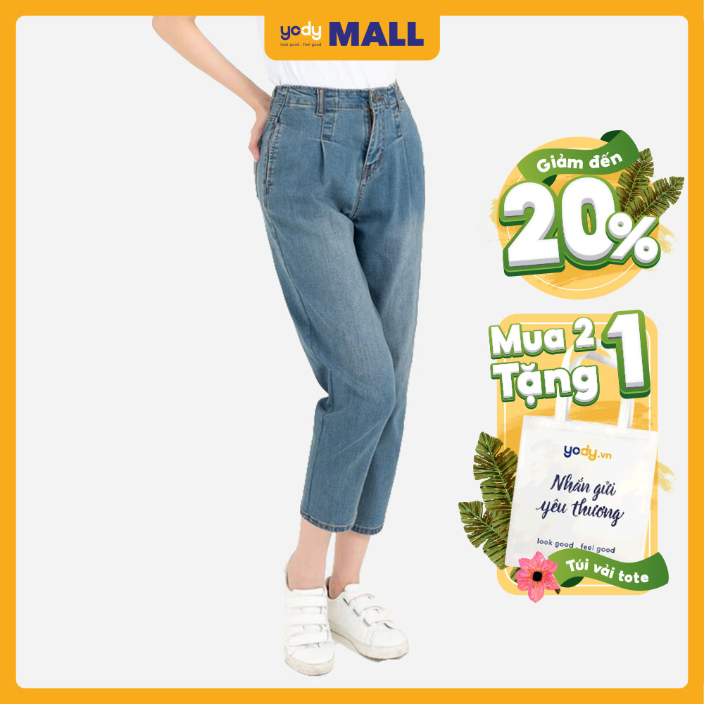 Quần jean baggy nữ YODY lưng cao tôn dáng co giãn thấm hút tốt QJN3076