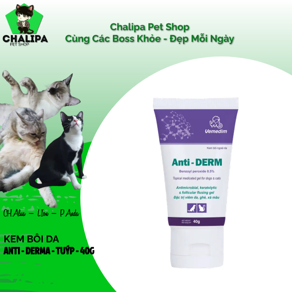 Kem Nấm, Ghẻ, Xà Mâu Trên Chó Mèo Anti-Derm - Tuýp 40G