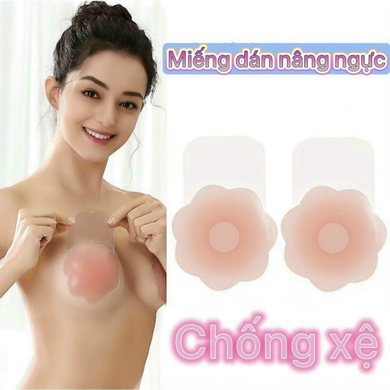 Đôi miếng dán ngực silicon giúp nâng ngực bám chắc tiện lợi