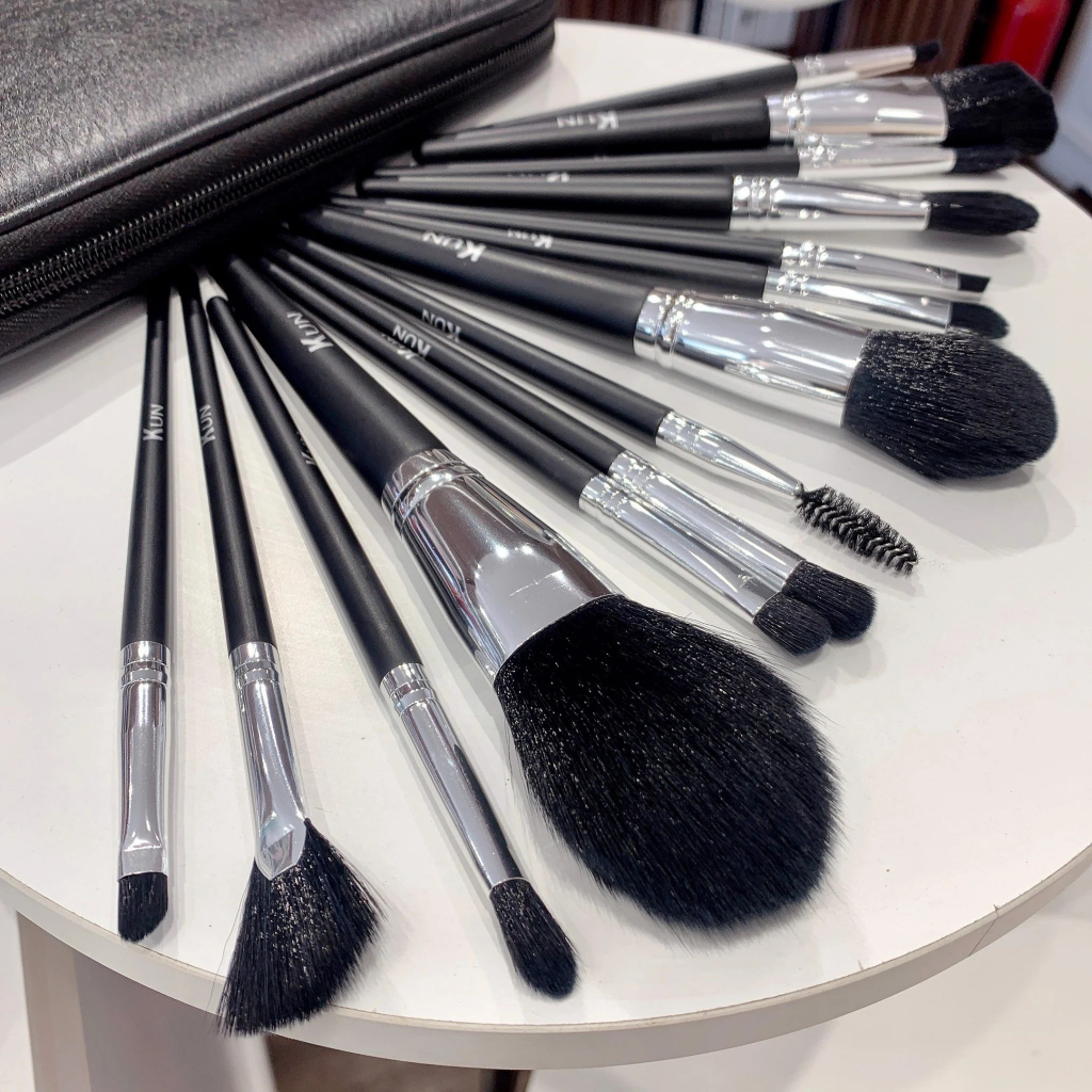 Bộ Cọ KUN Kèm Bao Da 14 Cây Sang Chảnh chất lông thú siêu mềm mịn chuyên dùng  cho các  Makeup