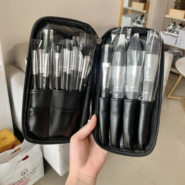 Bộ Cọ KUN Kèm Bao Da 14 Cây Sang Chảnh chất lông thú siêu mềm mịn chuyên dùng  cho các  Makeup