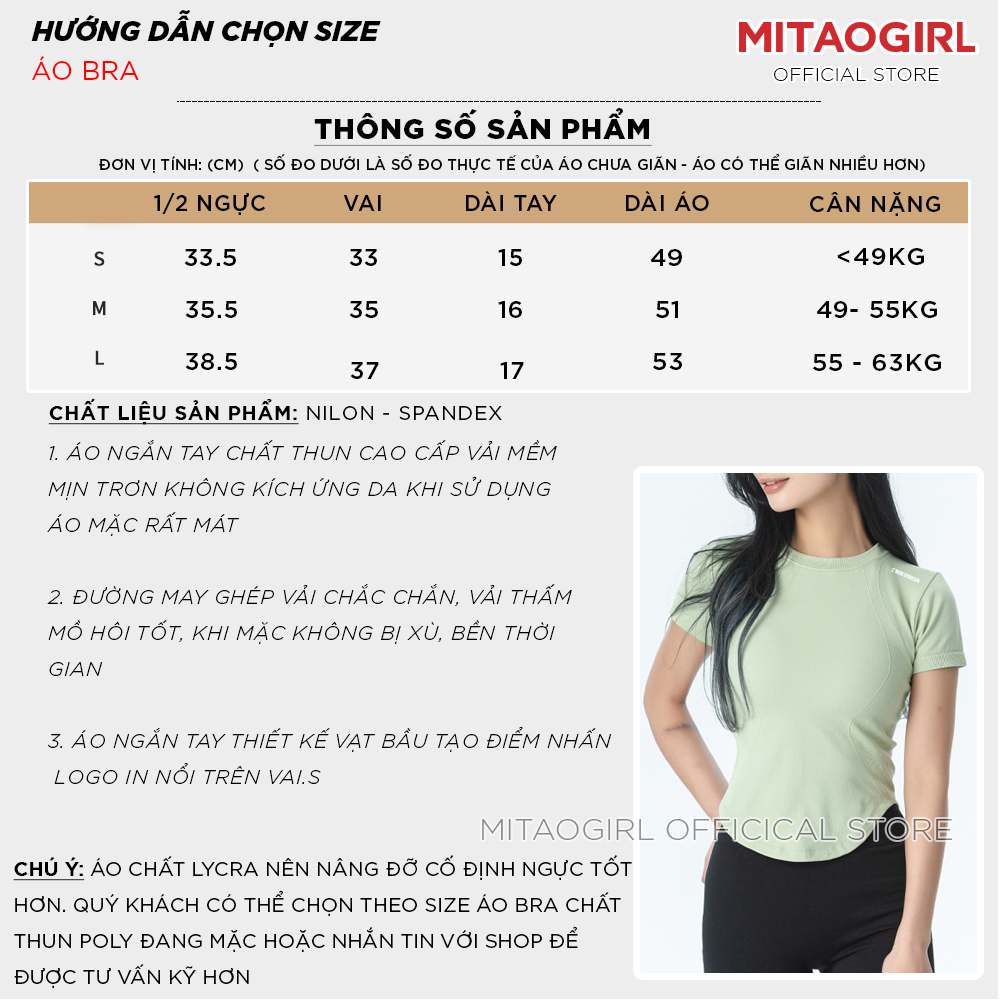 Áo ngắn tay tập gym yoga nữ MITAOGIRL dáng croptop vạt bầu chất dệt cao cấp co giãn thấm hút tốt.