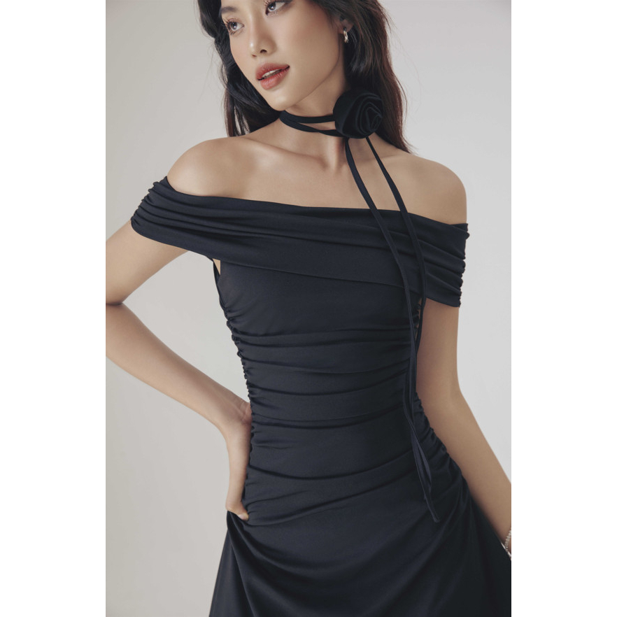 GOÛT DE JUN - Đầm Body Nữ Trễ Vai (Tặng Kèm Hoa) - SEOLY DRESS