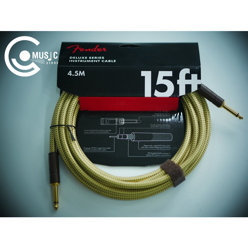 Dây tín hiệu 2 đầu 6 ly Fender Deluxe Series Instrument Cable - 4.5m/15ft