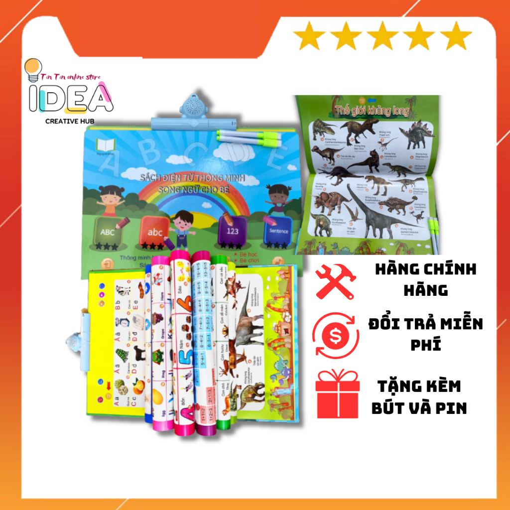 Sách Điện Tử Thông Minh Song Ngữ Cho Bé, Sách Điện Tử Cho Bé , Sách Nói , Bé Học Tiếng Anh - TinTin Store