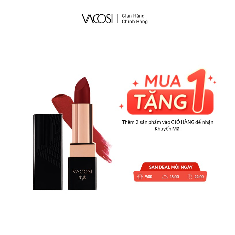Son Lì Mịn Môi VACOSI - Natural Studio Color Matte Lipstick