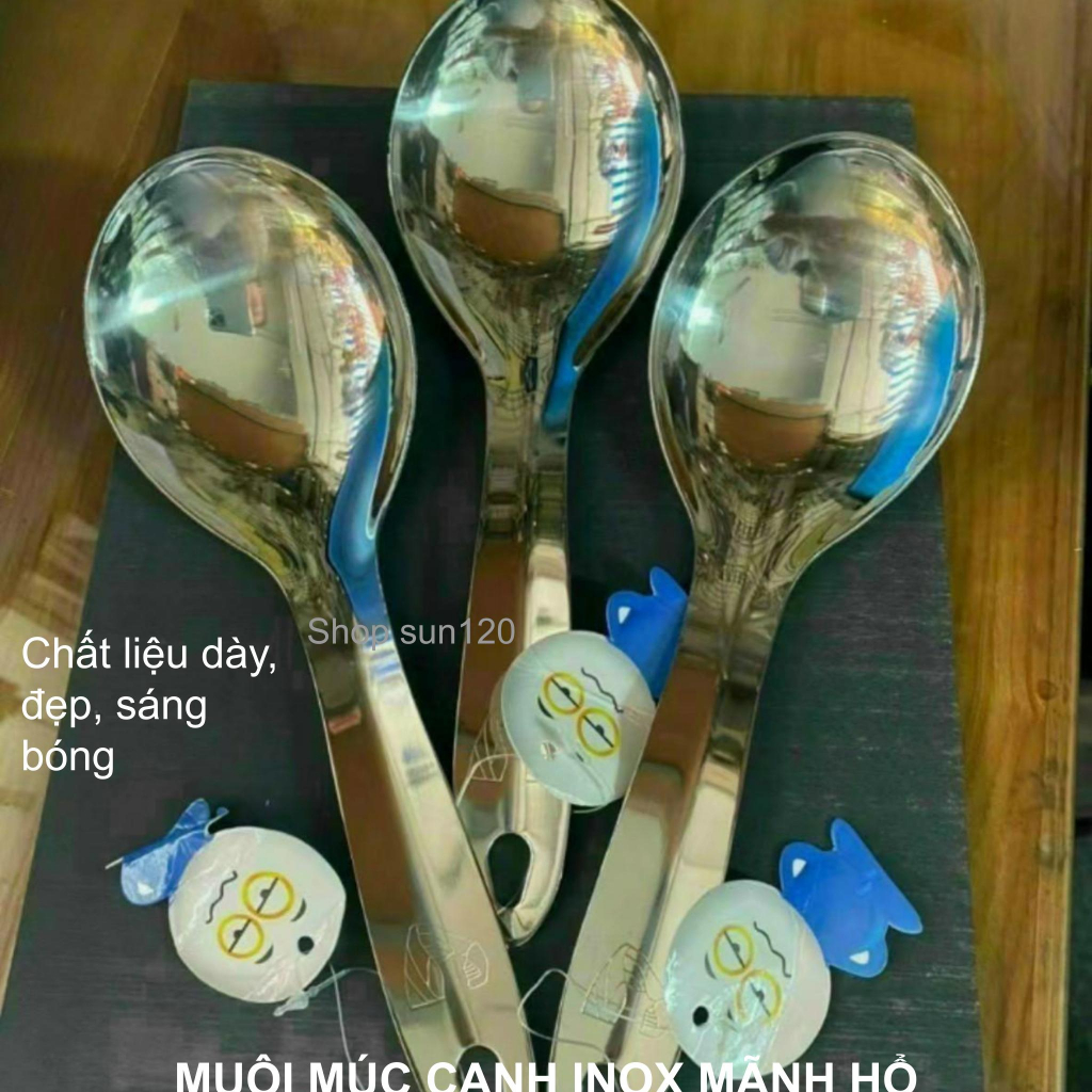 Muôi múc canh inox 304 (vá múc canh) cao cấp Lực Sĩ sáng bóng bền đẹp SL1