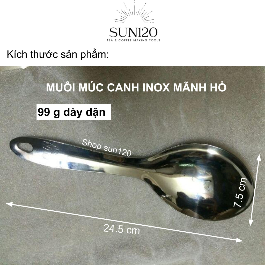 Muôi múc canh inox 304 (vá múc canh) cao cấp Lực Sĩ sáng bóng bền đẹp SL1