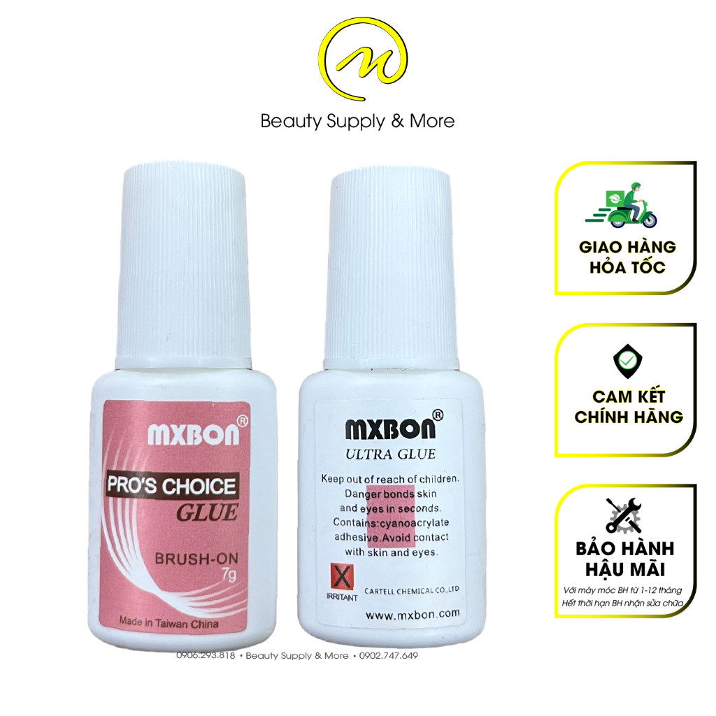 Keo MxBon hồng(Loại 1 tem đậm)/ xanh/ Keo dán móng -7ml