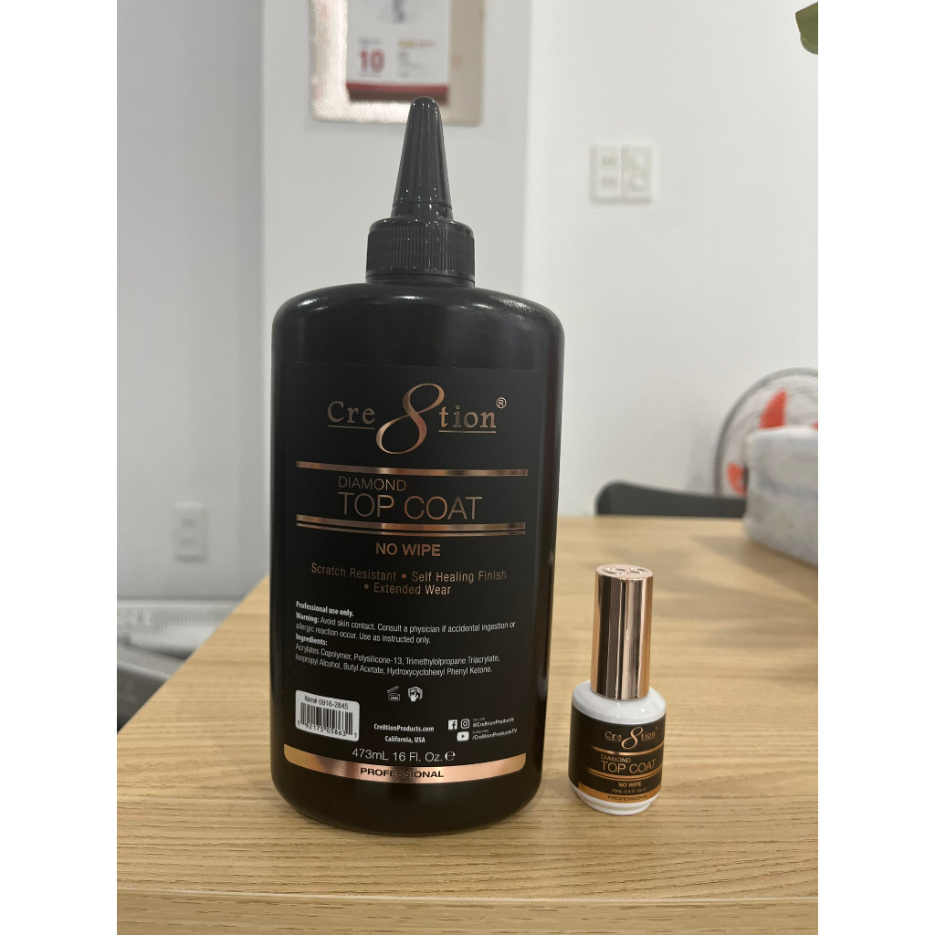 Top gel ( lớp phủ bóng) Diamond chai lớn 16oz (473ml) tặng chai nhỏ 15ml hãng Cre8tion