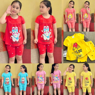 9-21kg bộ thun coton tay ngắn quần đùi babydoll cho bé gái 050