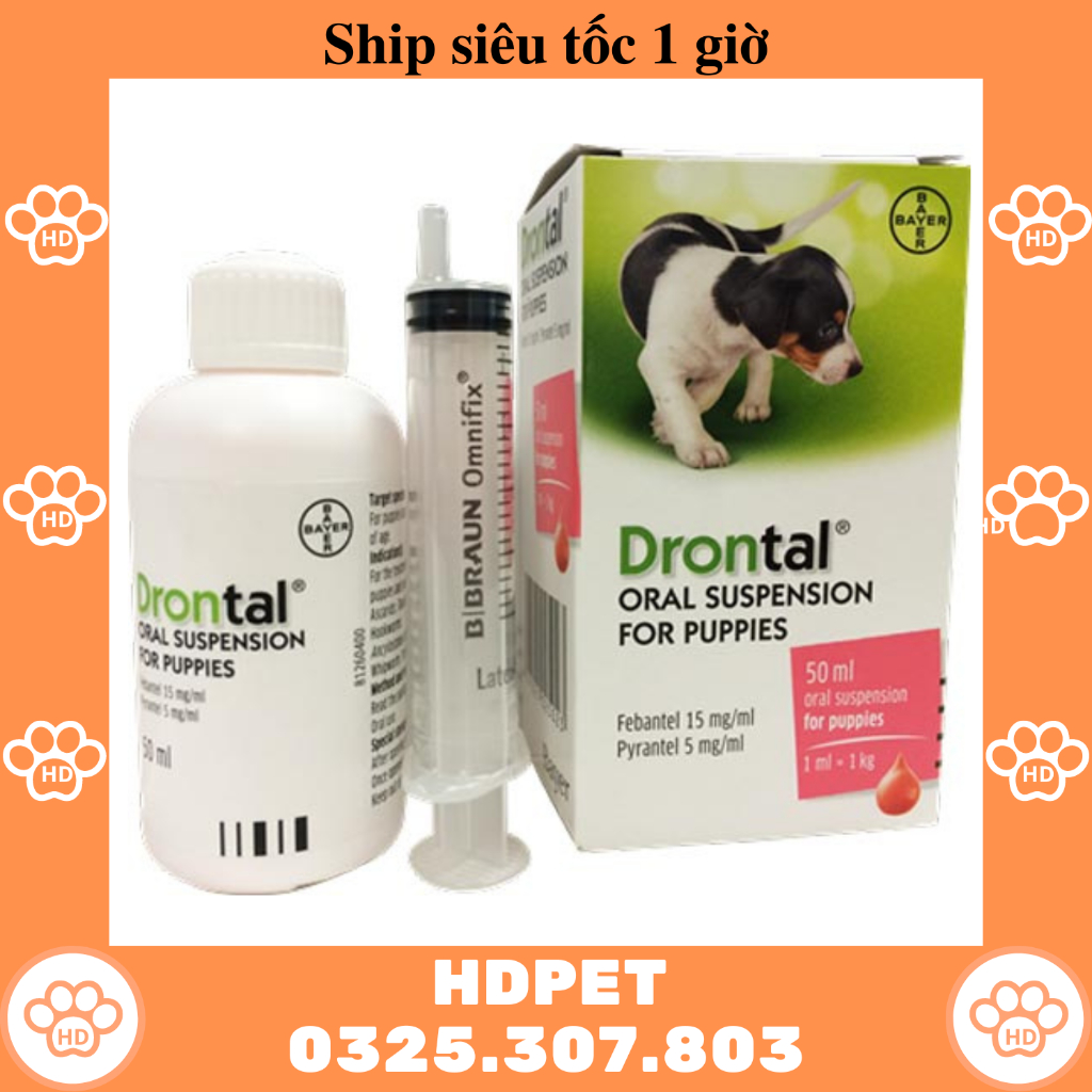 Tẩy Giun Dạng Nước Drontal dễ sử dụng cho chó mèo