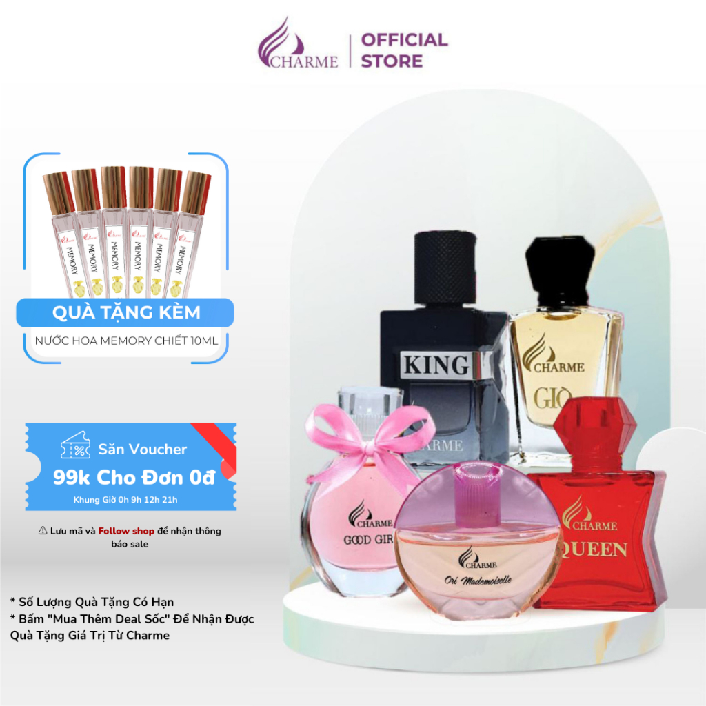 Bộ nước hoa mini, Charme, 5 chai chấm, cho nam và nữ tiện dụng, 10ml