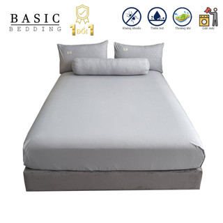SET 4 món ga gối vân chìm cotton tici chăn ga gối đệm basic bedding