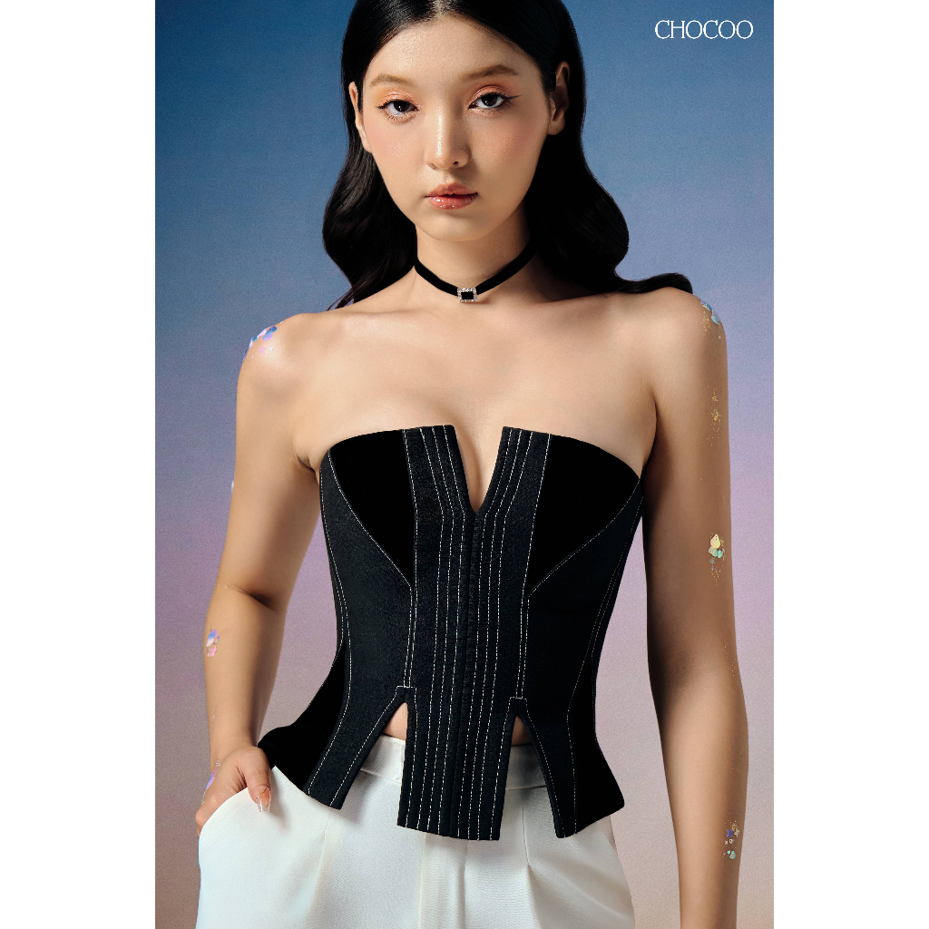 Áo Mugsy Corset Chocoo Thiết Kế Chất Liệu Nhung Sớ Gân Cao Cấp