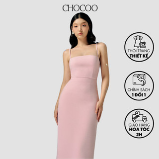 Đầm Monita Long Dress Chocoo Màu Hồng Thiết Kế Chất Liệu Cát Sần Sớ Ánh Cao Cấp