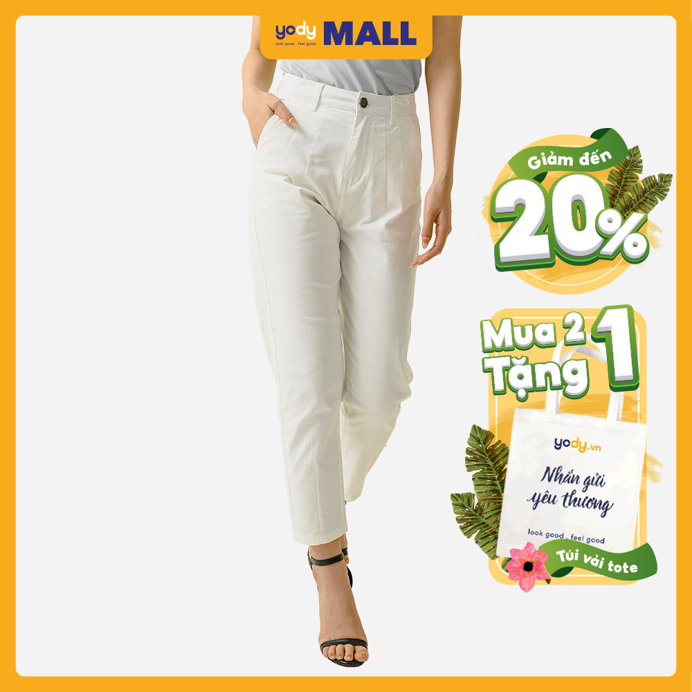 Quần kaki YODY nữ bản lưng cao ống ôm co giãn nhẹ QJN3072