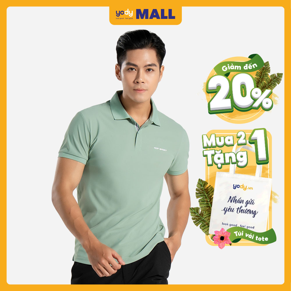 Áo polo thể thao nam YODY Airycool phối nẹp thấm hút mồ hôi tốt SAM5039