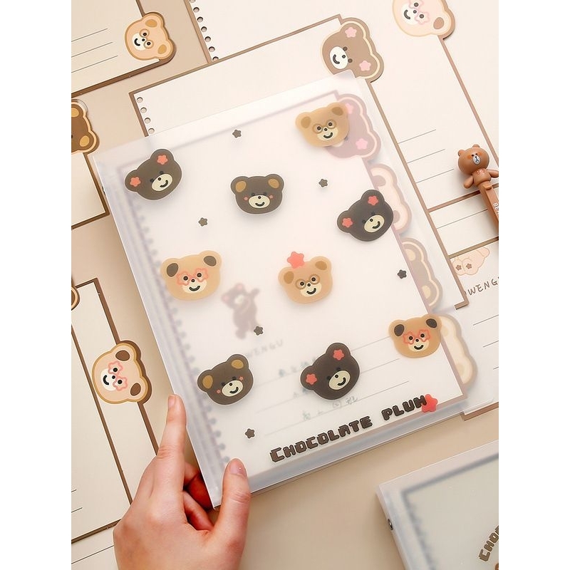 Sổ còng bìa A5, B5 binder hình gấu nâu còng sắt 20 26 dùng để ghi chép, nhật kí,...