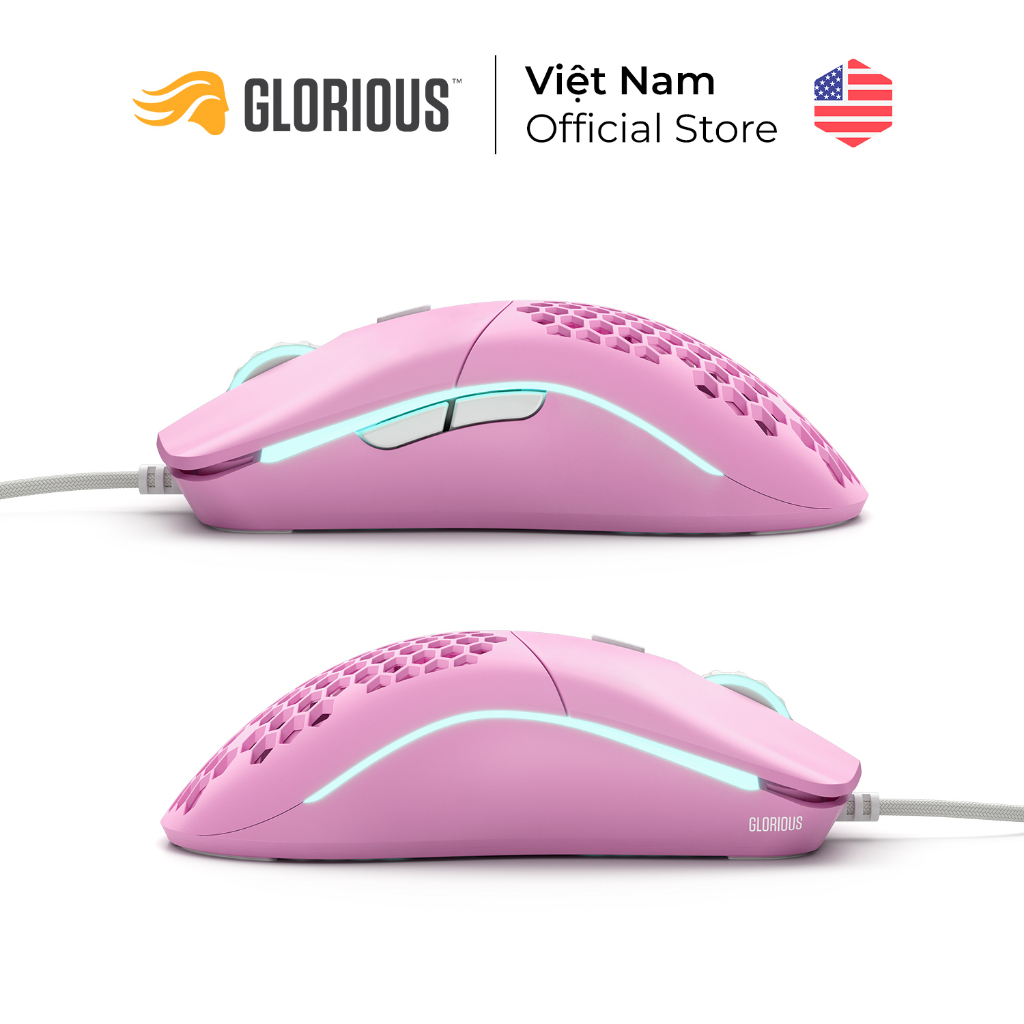 Chuột siêu nhẹ Glorious Model O | Matte Pink  form đối xứng - Hàng Chính Hãng