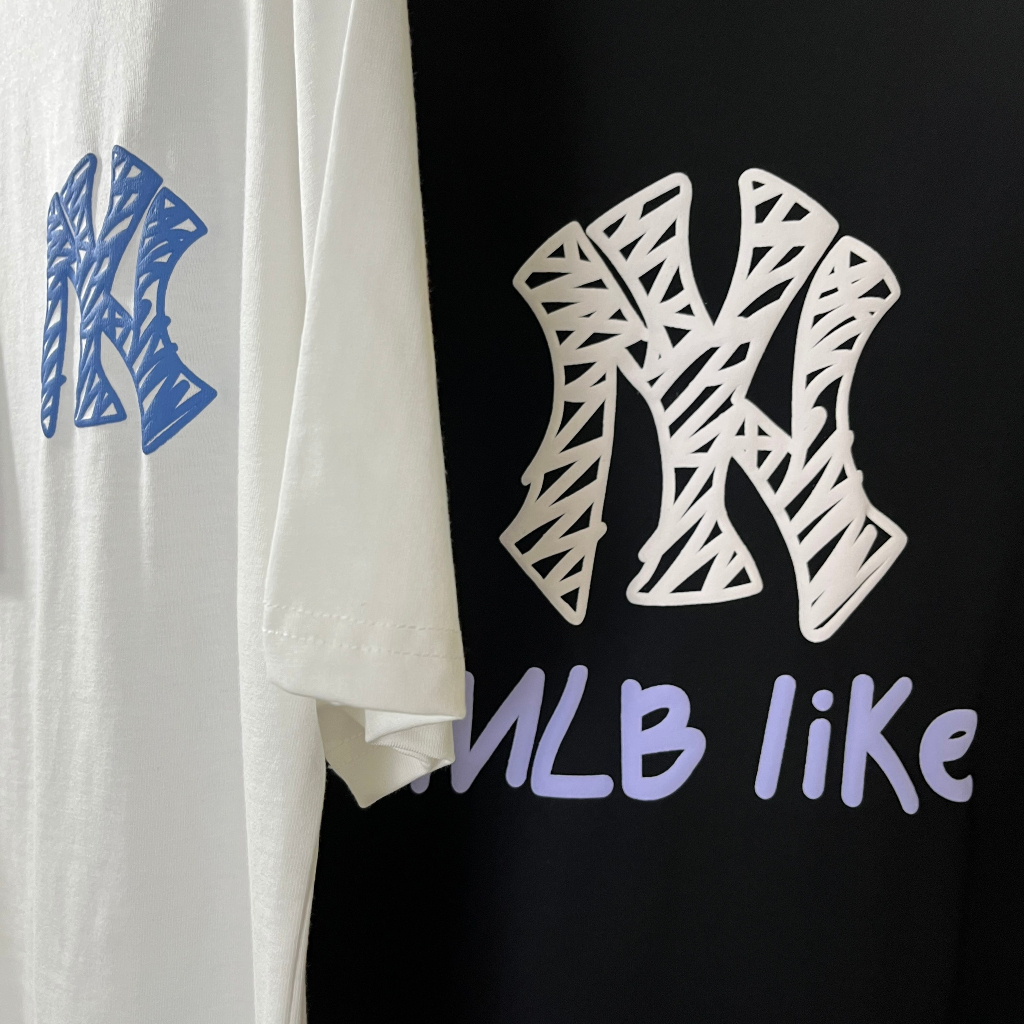 Áo thun MLB like in họa tiết Cao cấp, Áo Tee MLB tay lỡ fomr rộng unisex Nam nữ