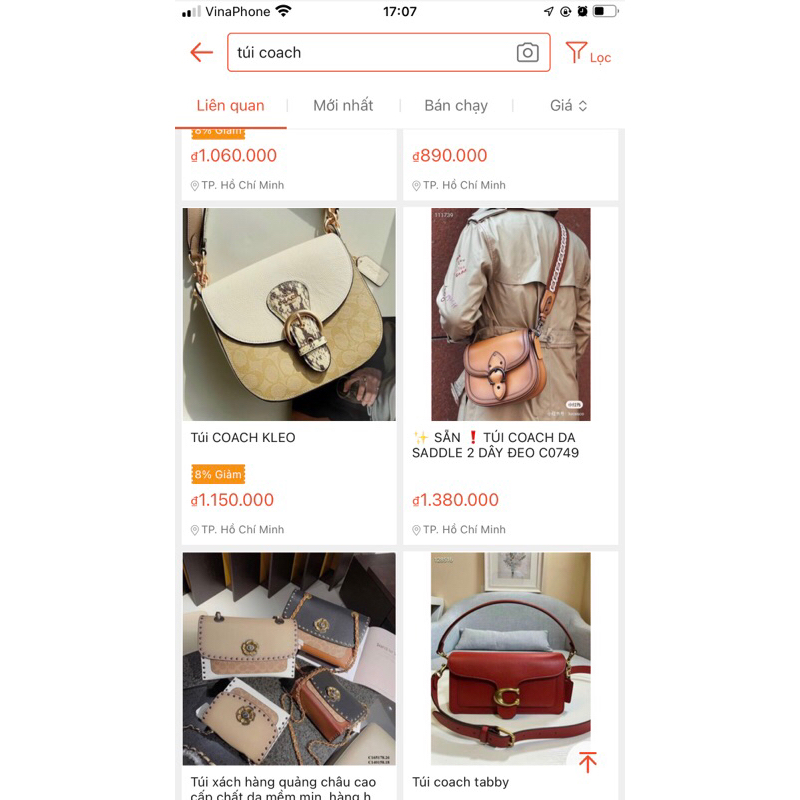 Túi coach hiệu si tuyển da thật 25cm