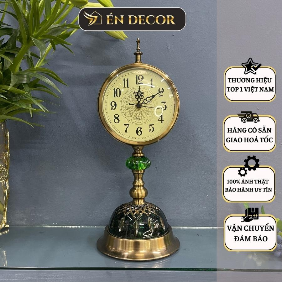 Đồng hồ để bàn decor tân cổ điển ÉN DECOR đồng hồ kim trôi trang trí nhà cửa,phòng khách, văn phòng