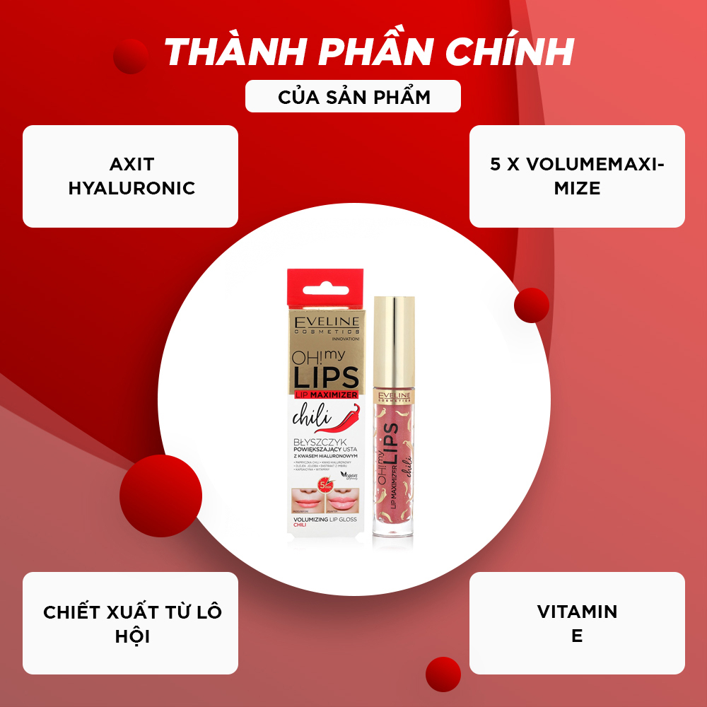 Serum Dưỡng Môi Eveline ChiLi LIPS Hàng Nga 4,5 ml Làm Dày Đầy Môi Mầu Hồng Nhẹ, Dưỡng Môi Thơm Nhẹ, Không Trôi mầu