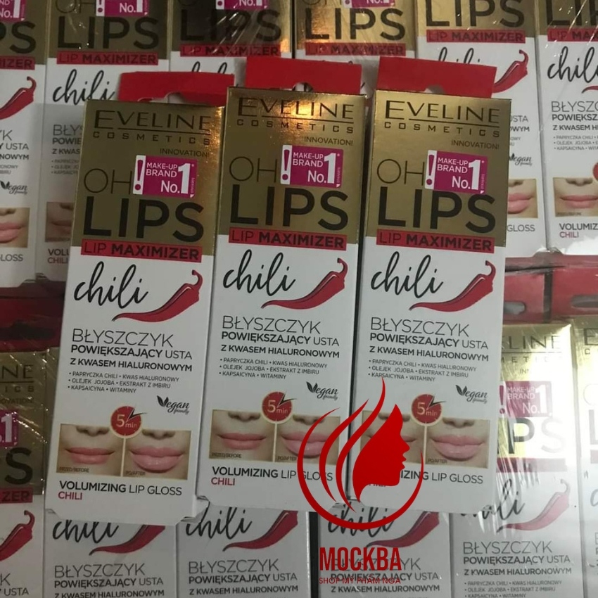 Serum Dưỡng Môi Eveline ChiLi LIPS Hàng Nga 4,5 ml Làm Dày Đầy Môi Mầu Hồng Nhẹ, Dưỡng Môi Thơm Nhẹ, Không Trôi mầu