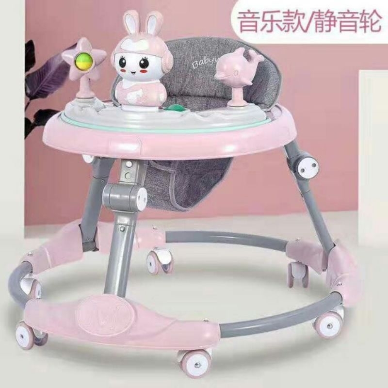 Xe tròn tập đi hình thỏ cho bé có tay đẩy, có nhạc có đèn