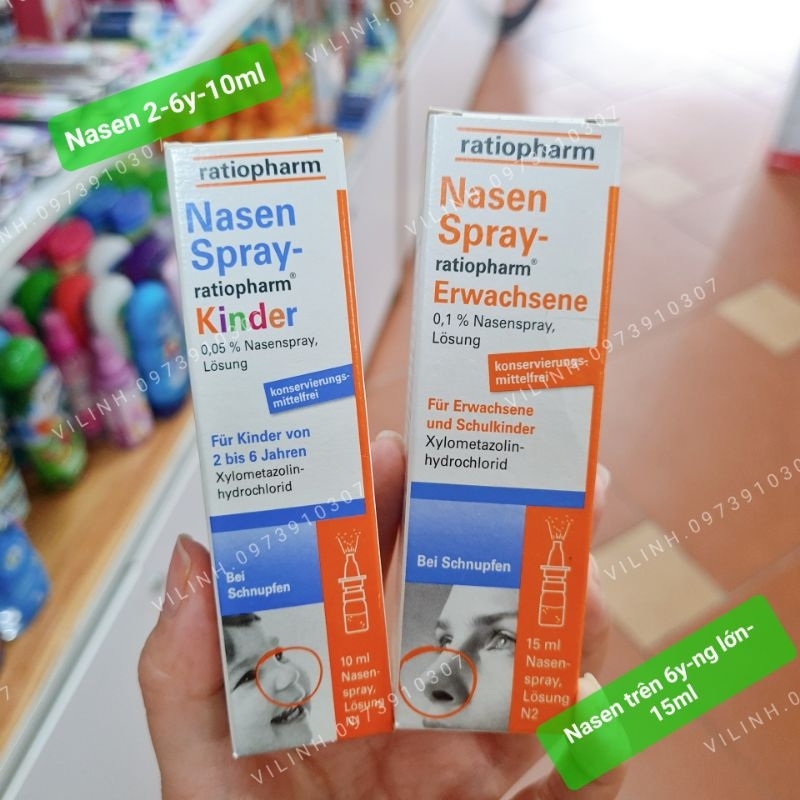 Bill Đức- Xịt mũi Nasen Nasenspray ratiopharm Kinder 10ml, 15ml date 25, 26