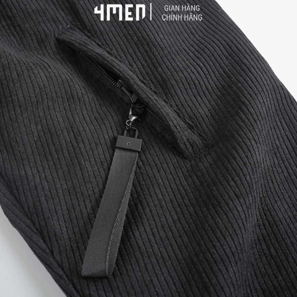 Áo khoác Nam Loose Nhung Tăm 4MEN AK039 tay dài basic, bo cổ tay, khóa kéo tiện lợi, chất vải mềm mại, dày dặn