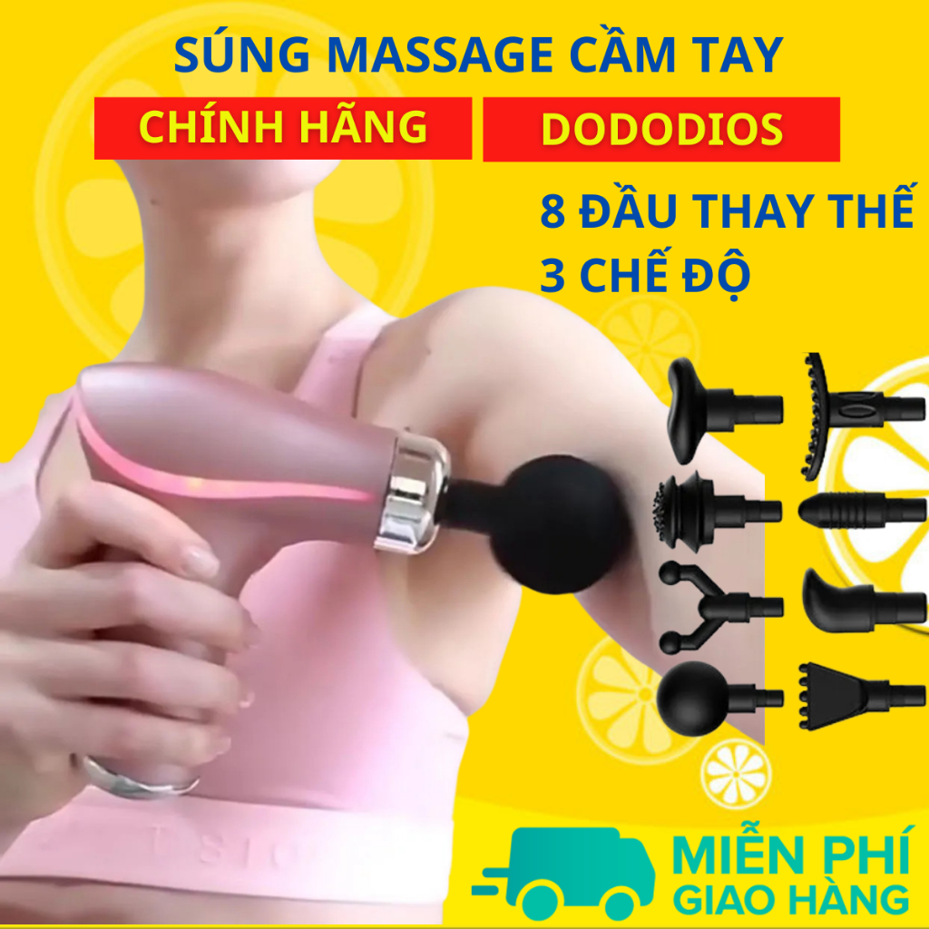 Súng massage cầm tay cao cấp dododios chính hãng mát xa gun bộ máy giãn cơ đấm lưng matxa đau cổ vai gáy mini