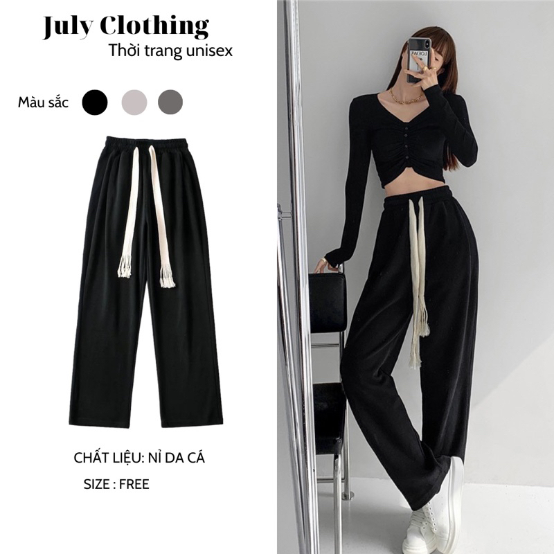 Quần dài ống rộng nỉ trơn unisex phong cách trẻ trung năng động July Clothing