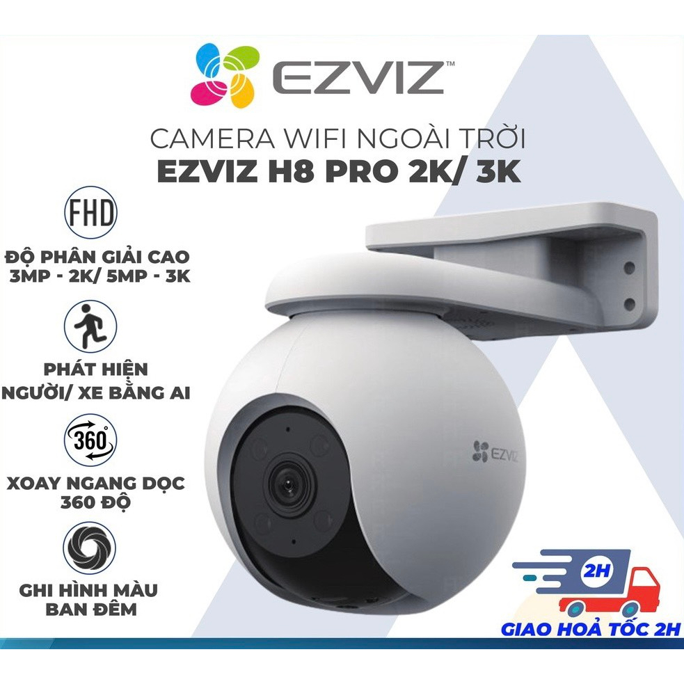 Camera Wifi Ngoài Trời EZVIZ H8 Pro 2K 3K Siêu Nét, Màu Ban Đêm - HKT STORE