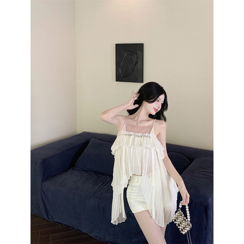 Áo 2 dây voan mềm Andu Store, áo 2 dây dập ly QC cao cấp, áo voan nữ 2 dây