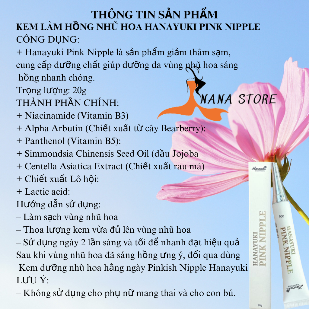 Combo Kem Làm Hồng Nhũ Hoa, Bikini, Môi Và Dưỡng Nhũ HANAYUKI