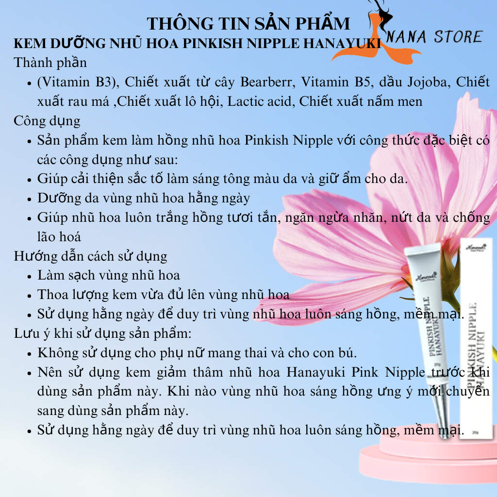 Combo Kem Làm Hồng Nhũ Hoa, Bikini, Môi Và Dưỡng Nhũ HANAYUKI