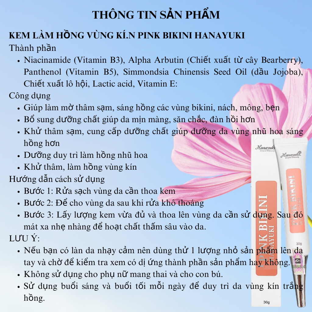 Combo Kem Làm Hồng Nhũ Hoa, Bikini, Môi Và Dưỡng Nhũ HANAYUKI