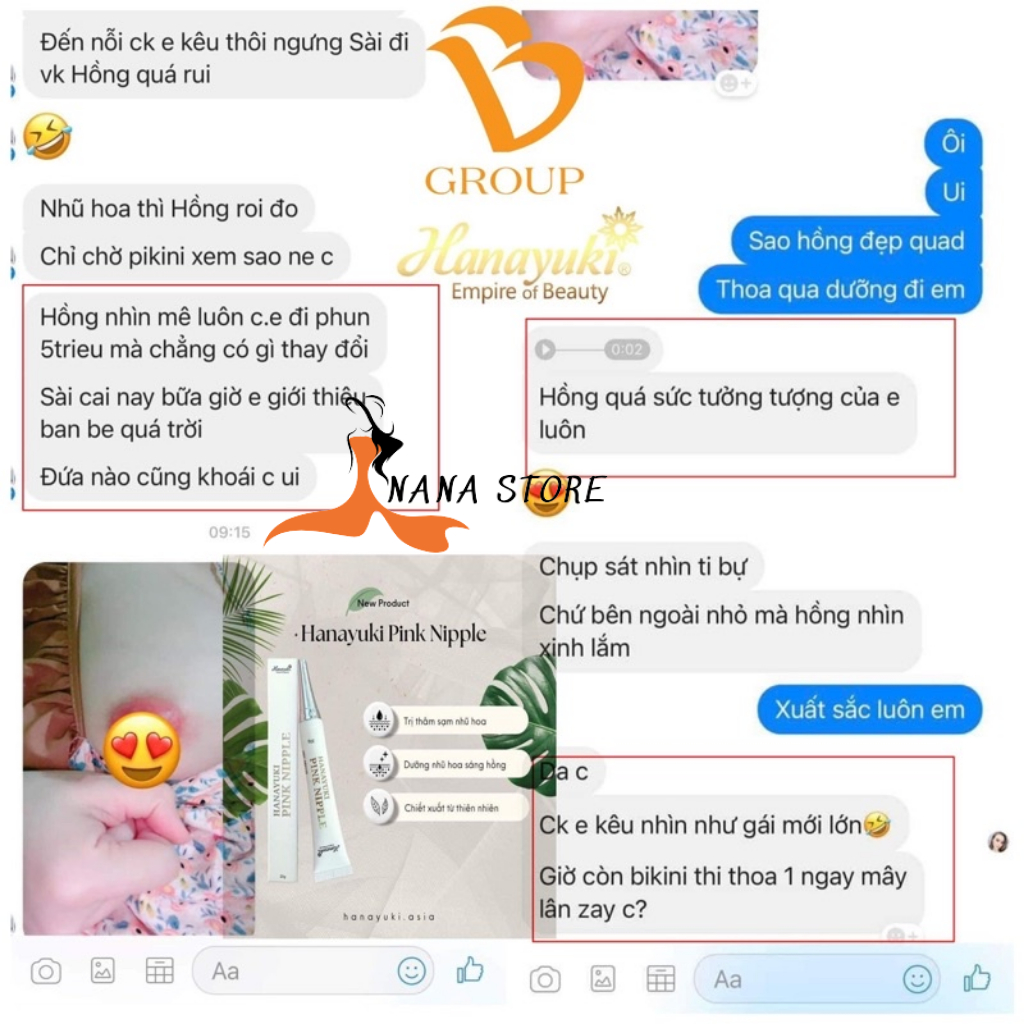 Combo Kem Làm Hồng Nhũ Hoa, Bikini, Môi Và Dưỡng Nhũ HANAYUKI