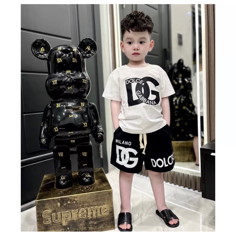 Bộ áo thun quần short DGG in big logo ngực cho bé , set áo phông trẻ em bé trai unisex , Kid_genz