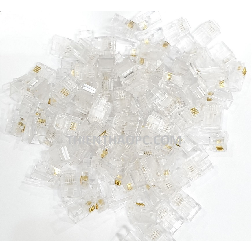 Hạt điện thoại RJ11 , bấm dây line điện thoại 4 Pin loại tốt 100 Chiếc / Túi