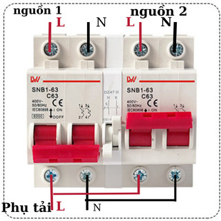 Át đảo chiều liên động LW 2P/220v - Cầu dao đảo chiều khoá liên động không gây mất điện