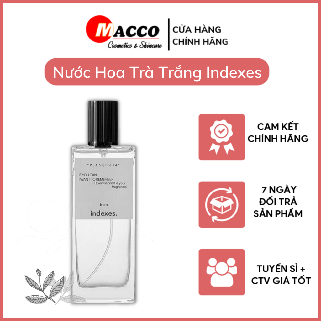 Nước Hoa Trà Trắng Indexes (50ml) - Hương Thơm Tinh Khiết, Nhẹ Nhàng, Trẻ Trung
