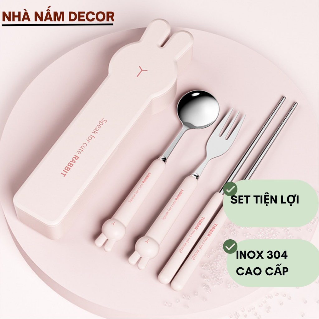 Bộ đũa, thìa, dĩa văn phòng, bộ đũa thìa inox dễ thương