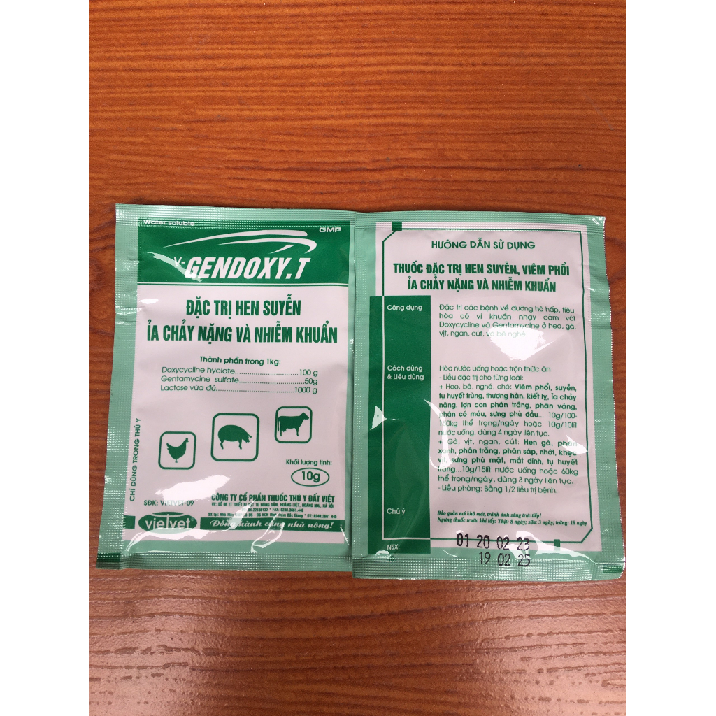 Hen viêm phổi Gendoxy T 10gr x 2 gói