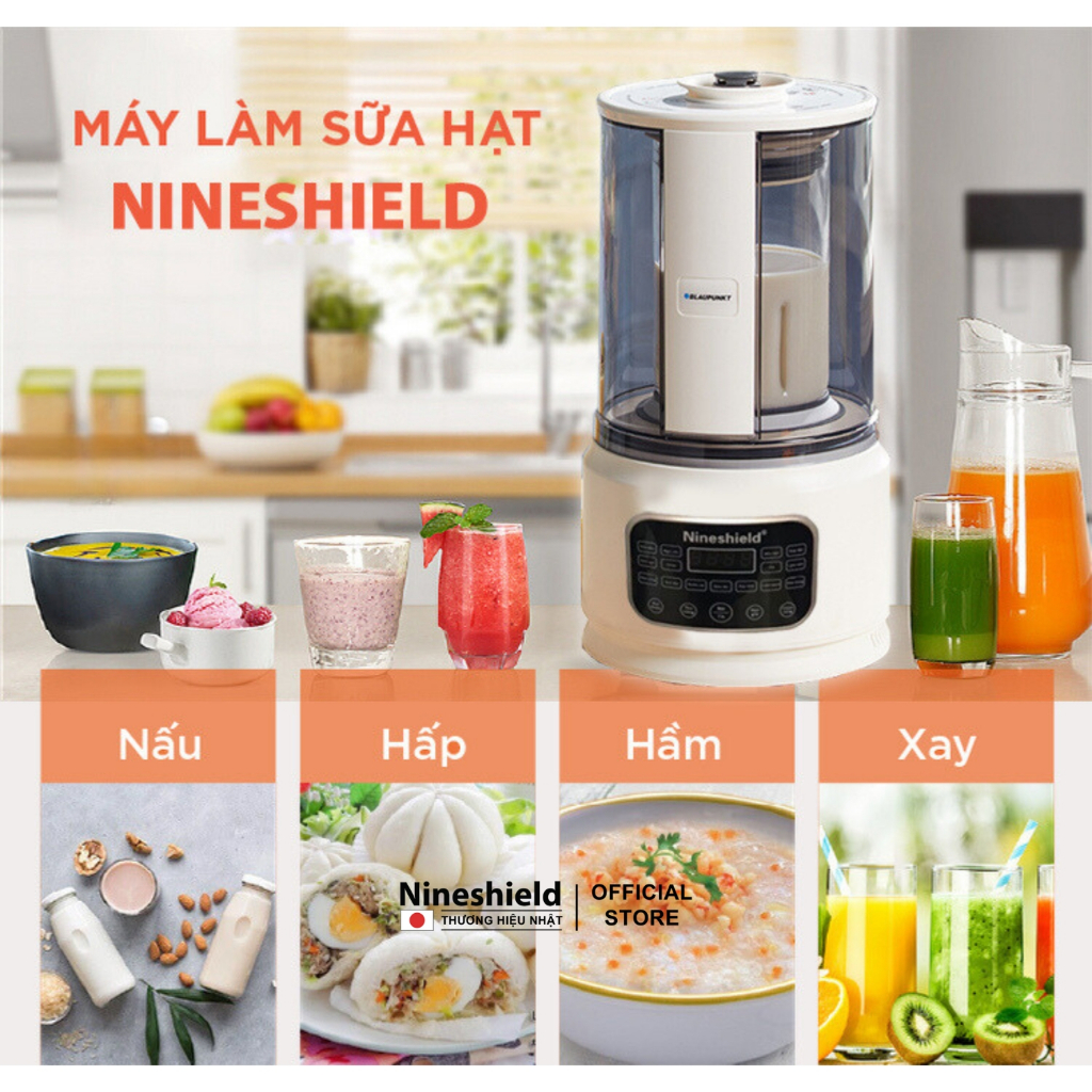 Máy làm sữa hạt NINESHIELD KB506 đa năng với 15 chức năng nấu thông minh - Hàng chính hãng