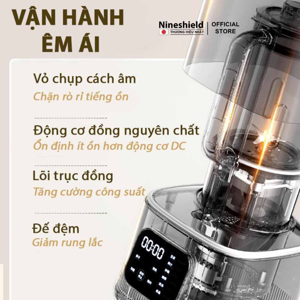 Máy làm sữa hạt NINESHIELD KB506 đa năng với 15 chức năng nấu thông minh - Hàng chính hãng