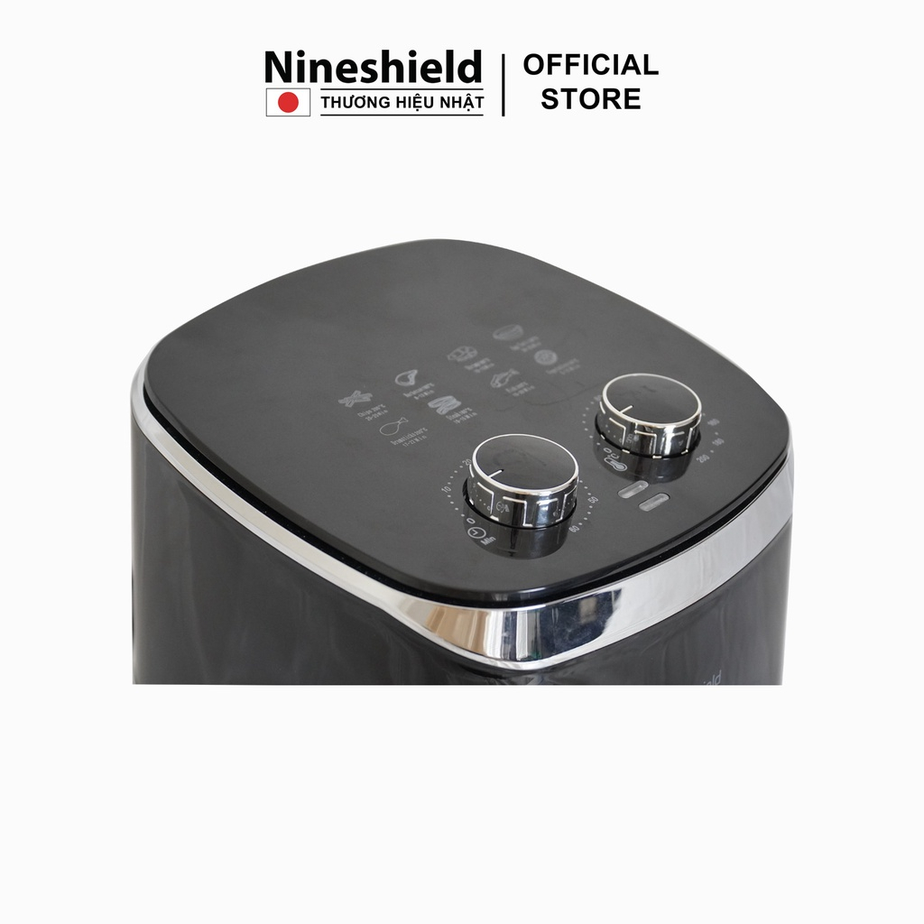 Nồi chiên không dầu Nineshield KB5002M dung tích 8L mặt kính, lòng nồi 5,2L - Nồi chiên đa năng bảo hành 12T