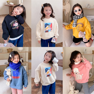 [Xả hàng] Áo nỉ cổ tròn lót lông cho bé gái/ trai DMINT phong cách Hàn Quốc cực xinh - Quần áo trẻ em hãng Ambb Kids